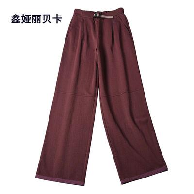 丽贝卡25018 2025春秋新款高腰弹力阔腿裤拖地裤时尚宽松长裤女裤
