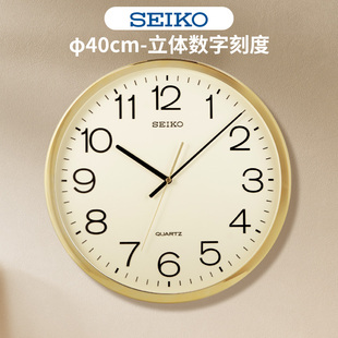 圆形石英挂钟 客厅办公时尚 seiko日本精工时钟大气时尚 16英寸挂表