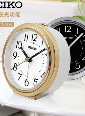 seiko新款日本精工闹钟台式座钟夜光静音卧室闹铃学生用起床神器