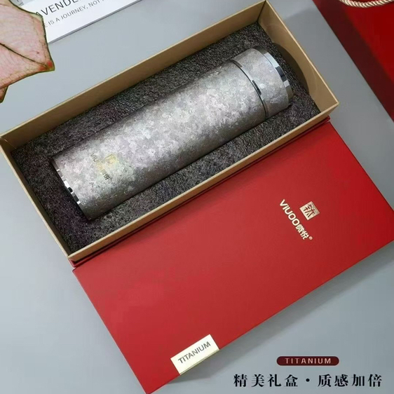 微悦纯钛保温杯钛杯高品位焖茶杯男女大容量纯净抑菌礼盒装水杯