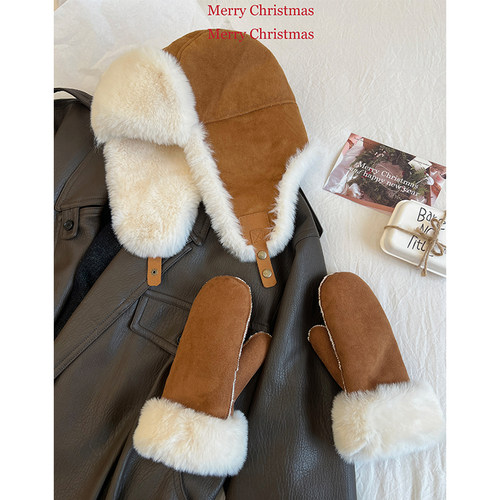 博主fever同款麂皮绒滑雪手套女