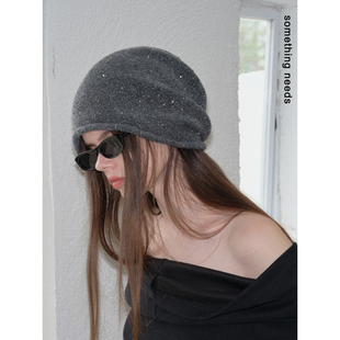 郑佰万 高级感闪闪星空针织帽秋冬保暖堆堆帽女显脸小卷边毛线帽