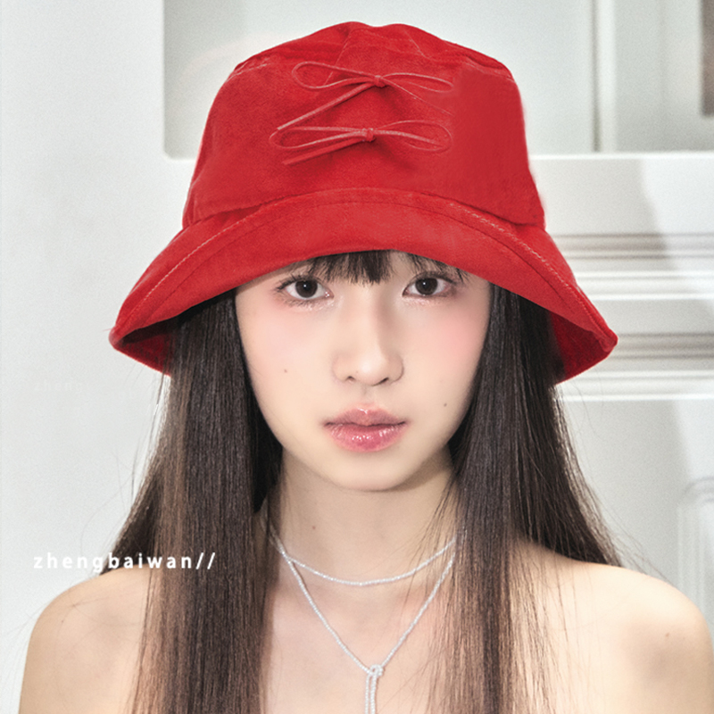 丝绒盆帽女春夏新款百搭渔夫帽