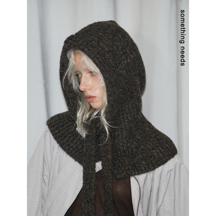 郑佰万 帽控围巾帽子一体冬款保暖巴拉克拉法帽针织护耳帽女时髦