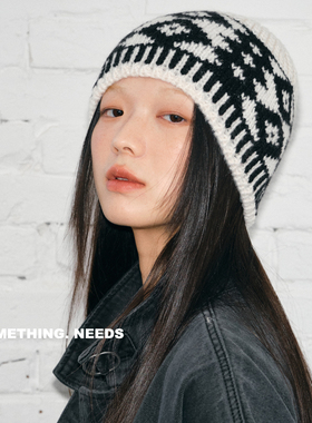 郑佰万 毛线帽子女显脸小2025秋冬新款针织冷帽街头韩系堆堆帽潮