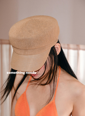 郑佰万 时髦薄款草编帽子女2025年夏季新款鸭舌帽出片百搭报童帽