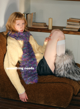 郑佰万 韩国毛毛围巾女渐变千禧风y2k软糯保暖围脖仿貂绒百搭复古