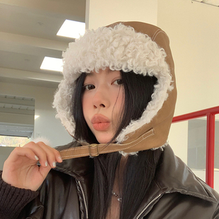 骑行保暖防风护耳飞行员帽情侣款 学院风雷锋帽女冬季 韩版 郑佰万