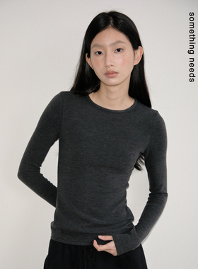 郑佰万 塑形美衣！黄油感圆领T恤上衣秋冬季保暖内搭长袖打底衫女