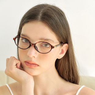 郑佰万张元 豹纹复古书呆子眼镜女日系玳瑁色椭圆素颜平光镜 英同款