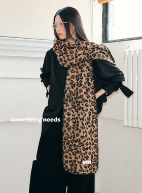 郑佰万 千禧豹纹围巾女2025冬季新款保暖辣妹风双面加厚围脖披肩