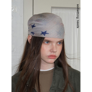 郑佰万 前卫方巾波点丝巾多用 星星系列原创自制酸性设计头巾个性