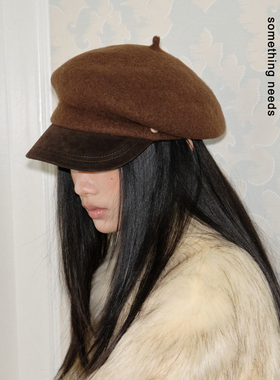 郑佰万 年度最爱！冬季复古羊毛贝雷帽女时尚百搭显脸小报童帽潮