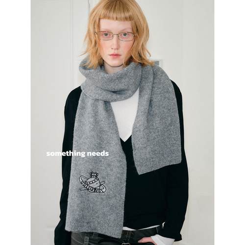 纯色星球王国刺绣围巾2025冬季