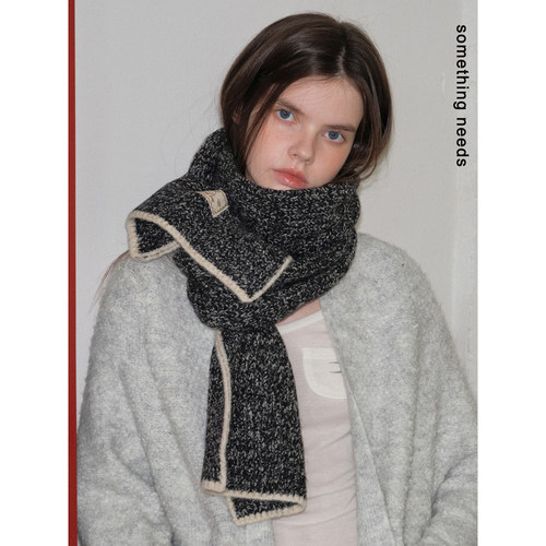 高级感含羊毛混色针织围巾