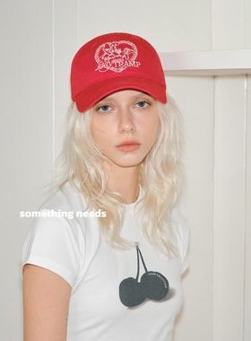 郑佰万新款不挑人爱心刺绣棒球帽软顶户外遮阳太阳帽显脸小鸭舌帽