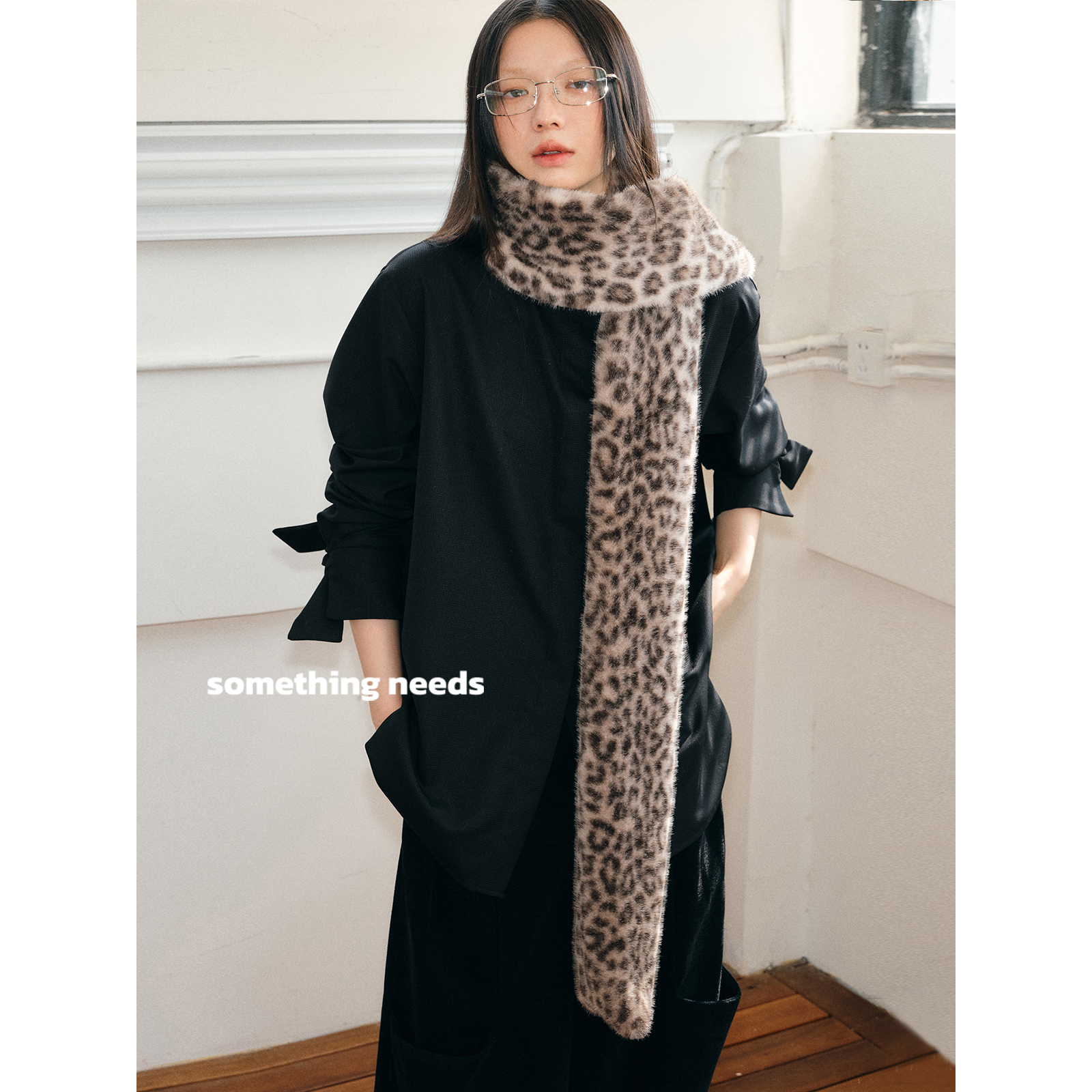 郑佰万 时髦豹纹辣妹仿皮草围巾女冬季2025新款双面保暖围脖百搭