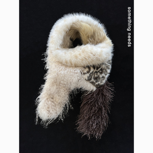 郑佰万 设计师原创~环保皮草多色拼接穿插围脖冬日氛围保暖围巾女