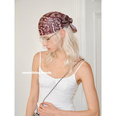 复古棉麻腰果花方巾春夏丝巾女