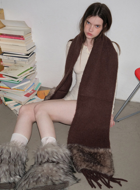 郑佰万 原创动物毛拼接围脖女加厚保暖马海毛围巾时髦豹纹披肩冬