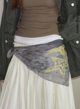 郑佰万 五角星设计原创迷彩纹头巾多用法时髦丝巾酷感出片方巾潮