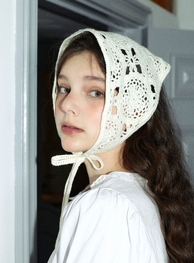 郑佰万~头巾女镂空百搭韩版时尚复古田园风可爱针织三角巾绑发潮