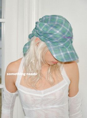 郑佰万 个性复古格子棒球帽女大头围街头绑带春夏酷帅绑头鸭舌帽