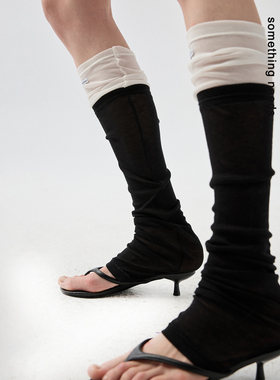 郑佰万 夏季薄款纯色拼接袜套女百搭芭蕾风显瘦堆堆袜长筒袜子韩