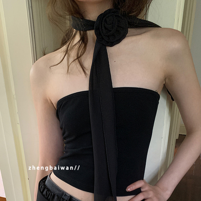 玫瑰花蕾丝丝巾女百搭夏季