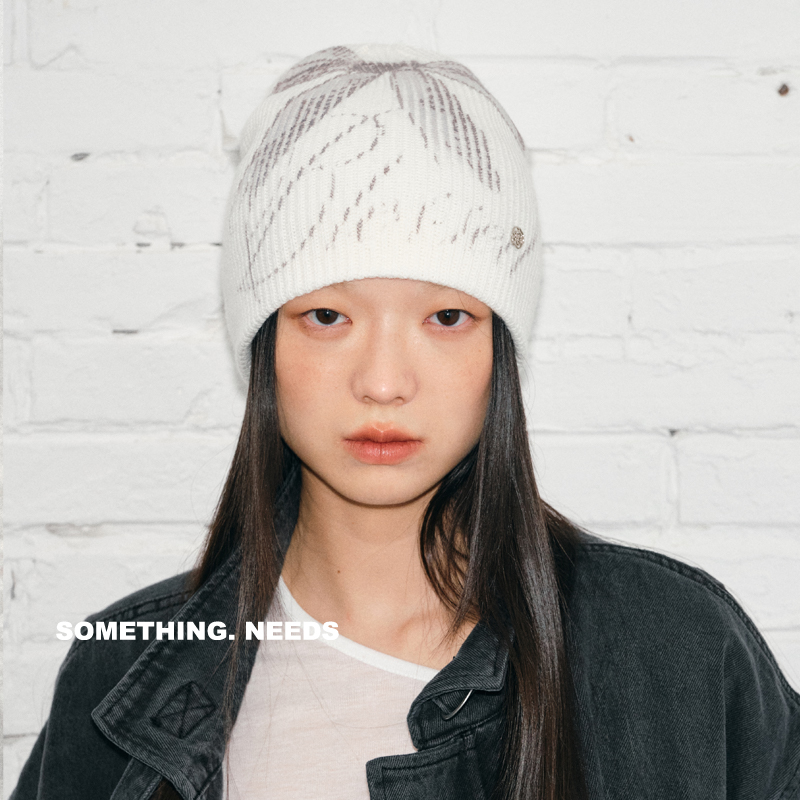 柳智敏同款喷墨蝴蝶结冷帽女
