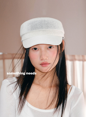 郑佰万 时髦纯白海军帽子夏季草编ins博主同款报童帽女遮阳鸭舌帽