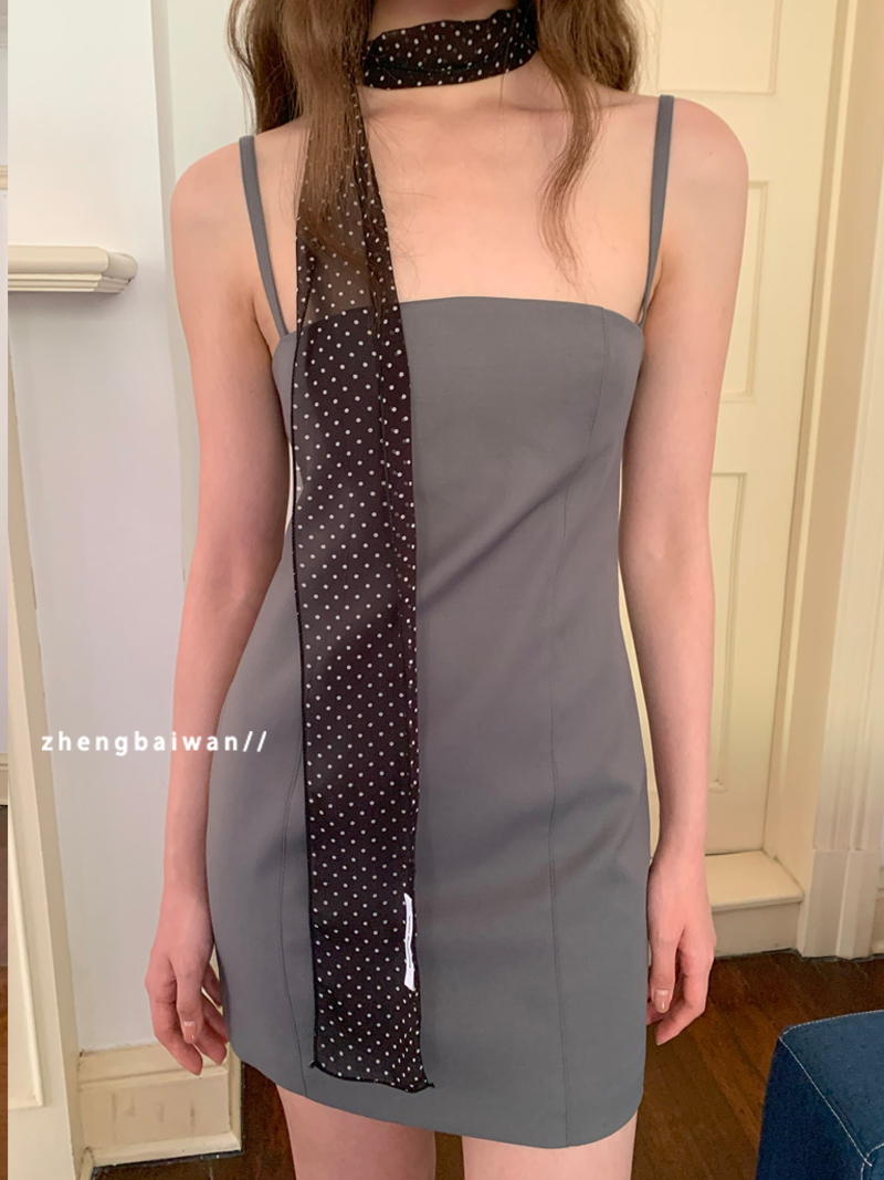 韩国时髦复古单层纯欲风长条丝巾