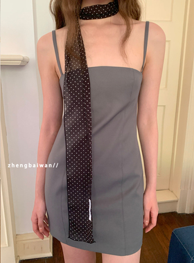 郑佰万 韩国时髦复古单层纯欲风长条丝巾女百搭波点春夏薄款飘带