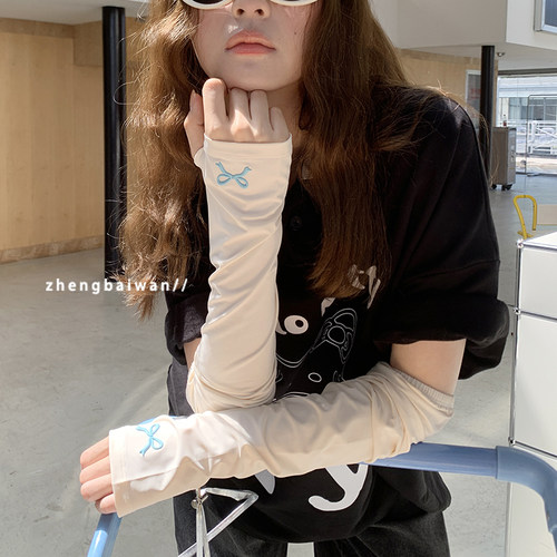 蝴蝶结冰丝袖套女夏季防紫外线