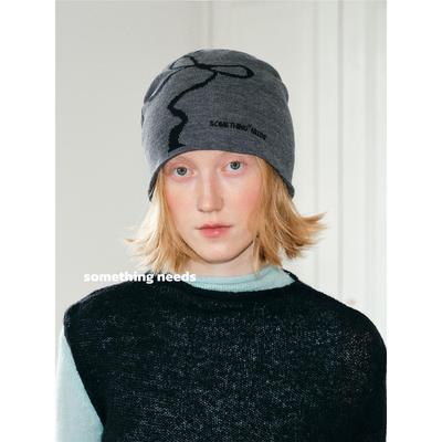 蝴蝶结冷帽女百搭韩系包头针织帽