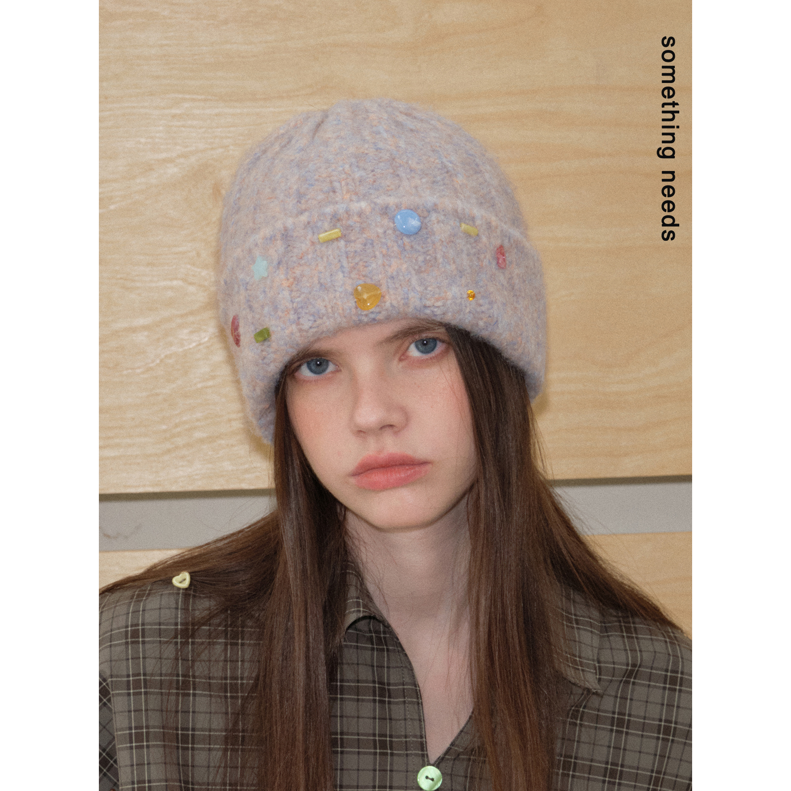 手工特制！童趣彩石针织毛线帽女