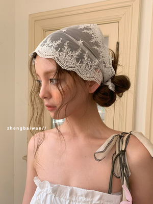 韩国设计师椭圆新款蕾丝头巾