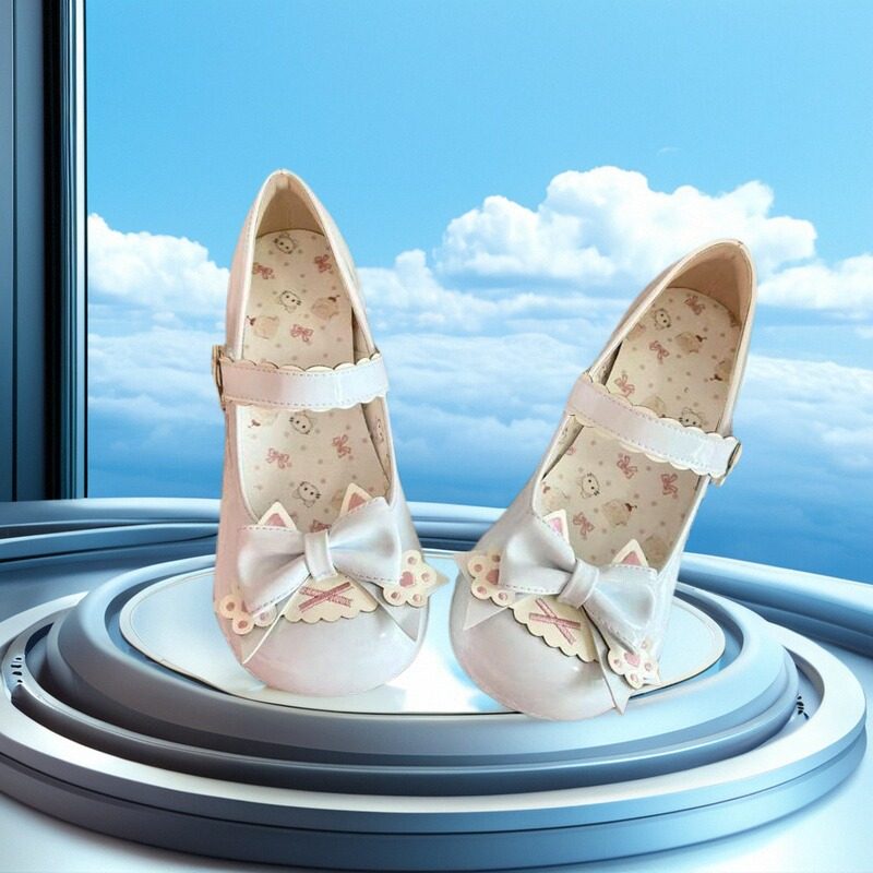 小猫吐司Lolia小低跟猫爪结可爱甜美女单鞋lolita洛丽塔鞋类圆头