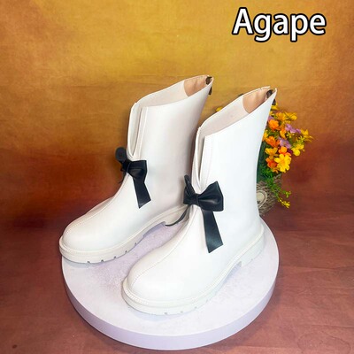shtdn Agapecosplay鞋漫男二次元动漫漫展游戏演出白色平跟中筒靴