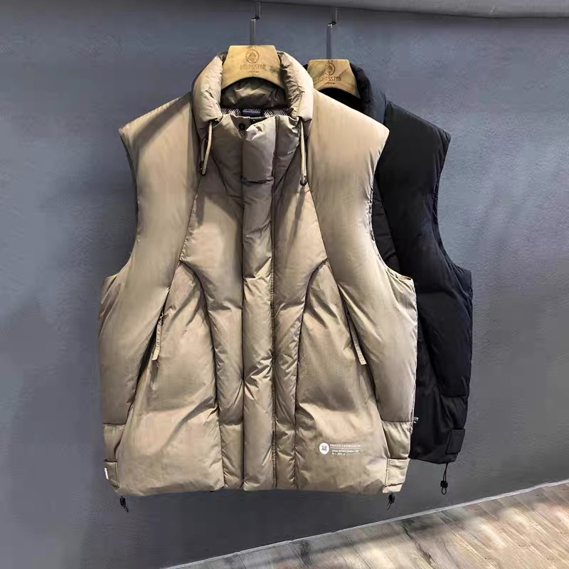 舱体式立体高蓬松白鸭绒加厚羽绒马甲男士冬季外穿保暖羽绒背心男