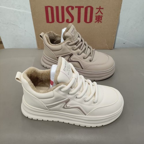 大东加绒女鞋2025冬季新款时尚小白鞋女士运动鞋舒适轻巧女鞋1353