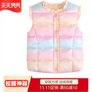 儿童羽绒马甲女加绒加厚棉背心内胆中大童秋冬季坎肩外穿校服神器