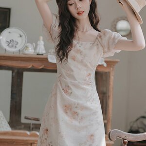 法式碎花连衣裙茶歇裙收腰碎花小裙子茶歇连衣裙女夏季新款2025