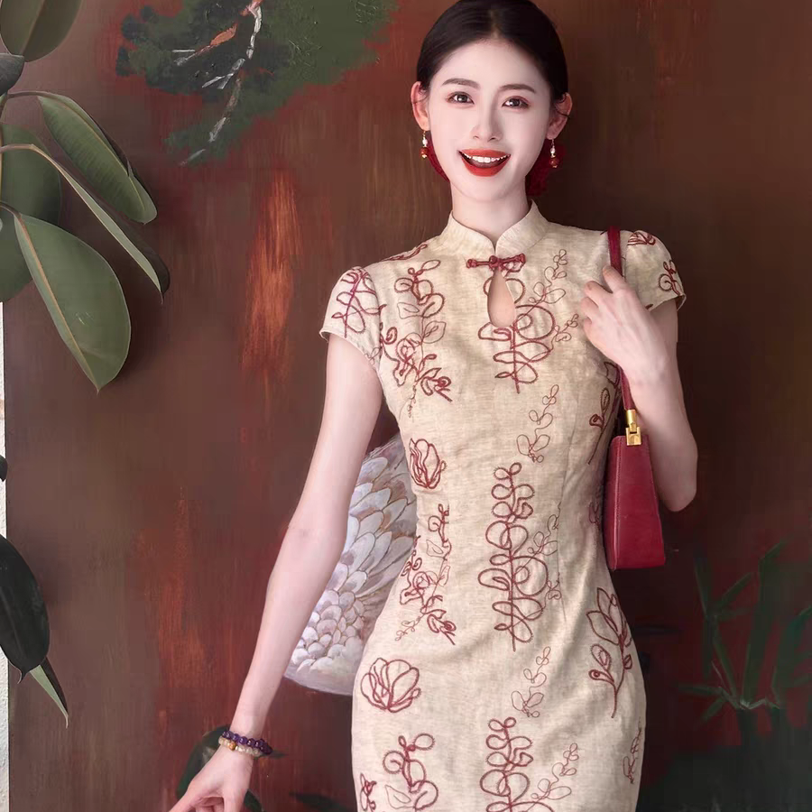 凌茜恣禾浮梦半生国风中式修身收腰显瘦复古高级感旗袍连衣裙
