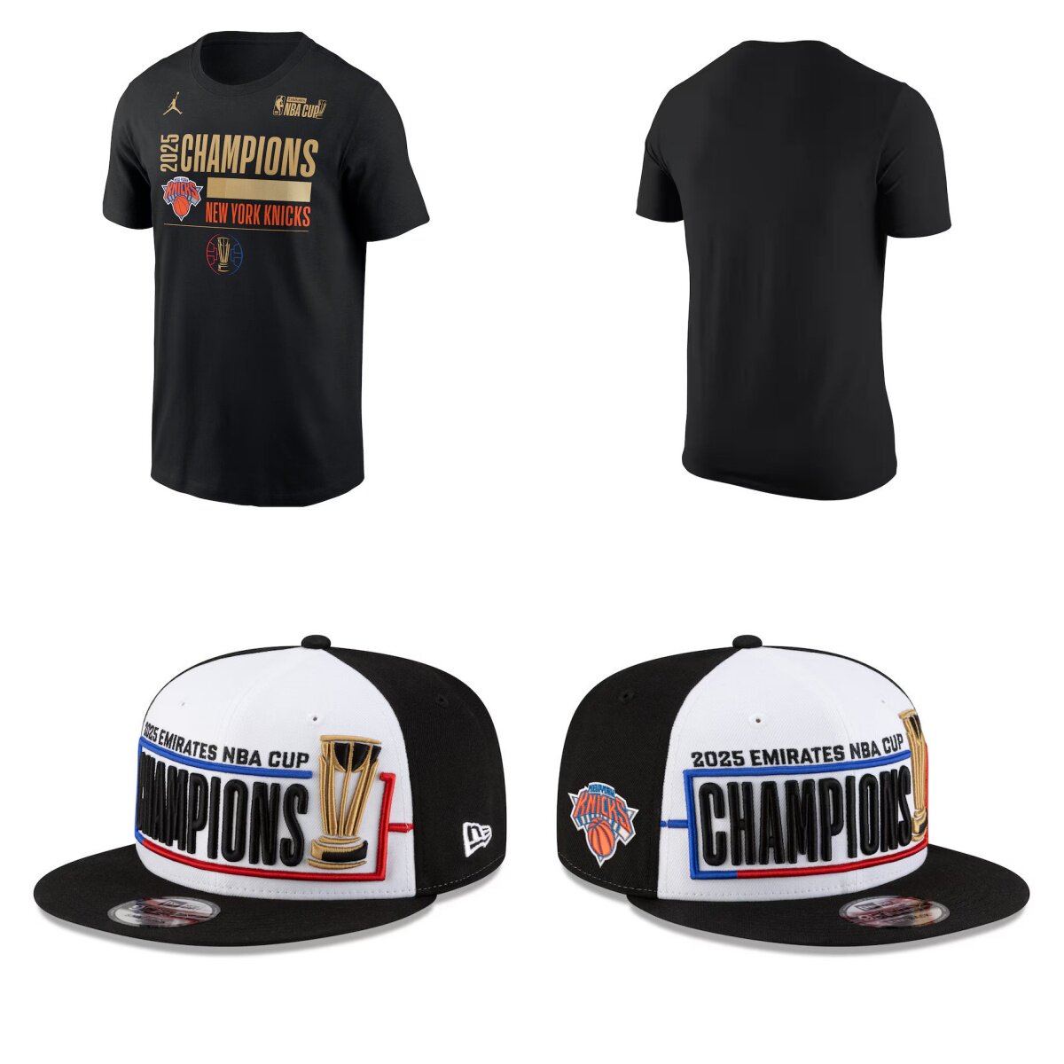 NEW ERA Jordan 纽约尼克斯 季中赛冠军T恤 运动帽 更衣室颁奖