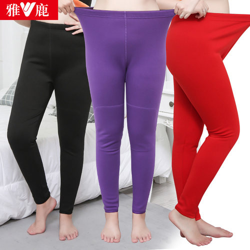 加绒加厚德绒保暖裤女大码加肥