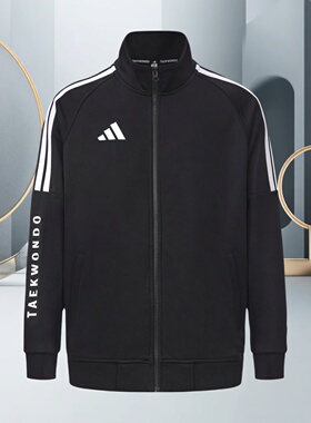 阿迪达斯春秋季外套男女黑白休闲运动新款立领夹克TR30JR1TK-BW