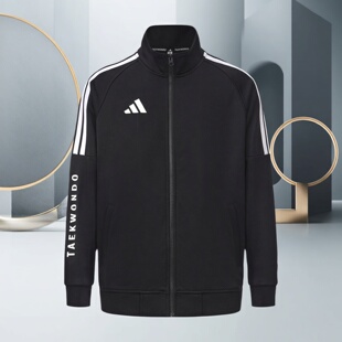 阿迪达斯春秋季外套男女黑白休闲运动新款立领夹克TR30JR1TK-BW