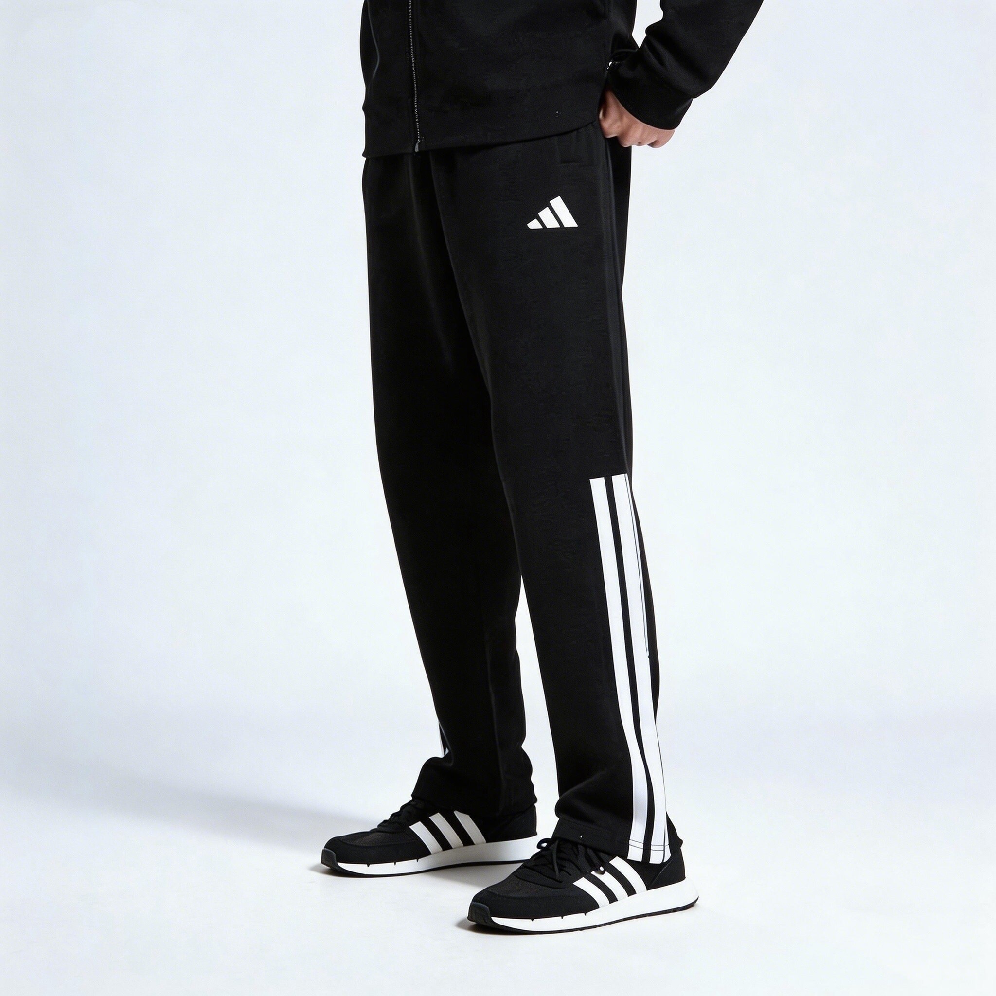 adidas阿迪达斯2026春季新款黑白棉裤子直筒裤男女款运动男子长裤