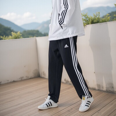 Adidas阿迪达斯秋新款黑色直筒裤男女休闲长裤运动裤子TR30PR-BW